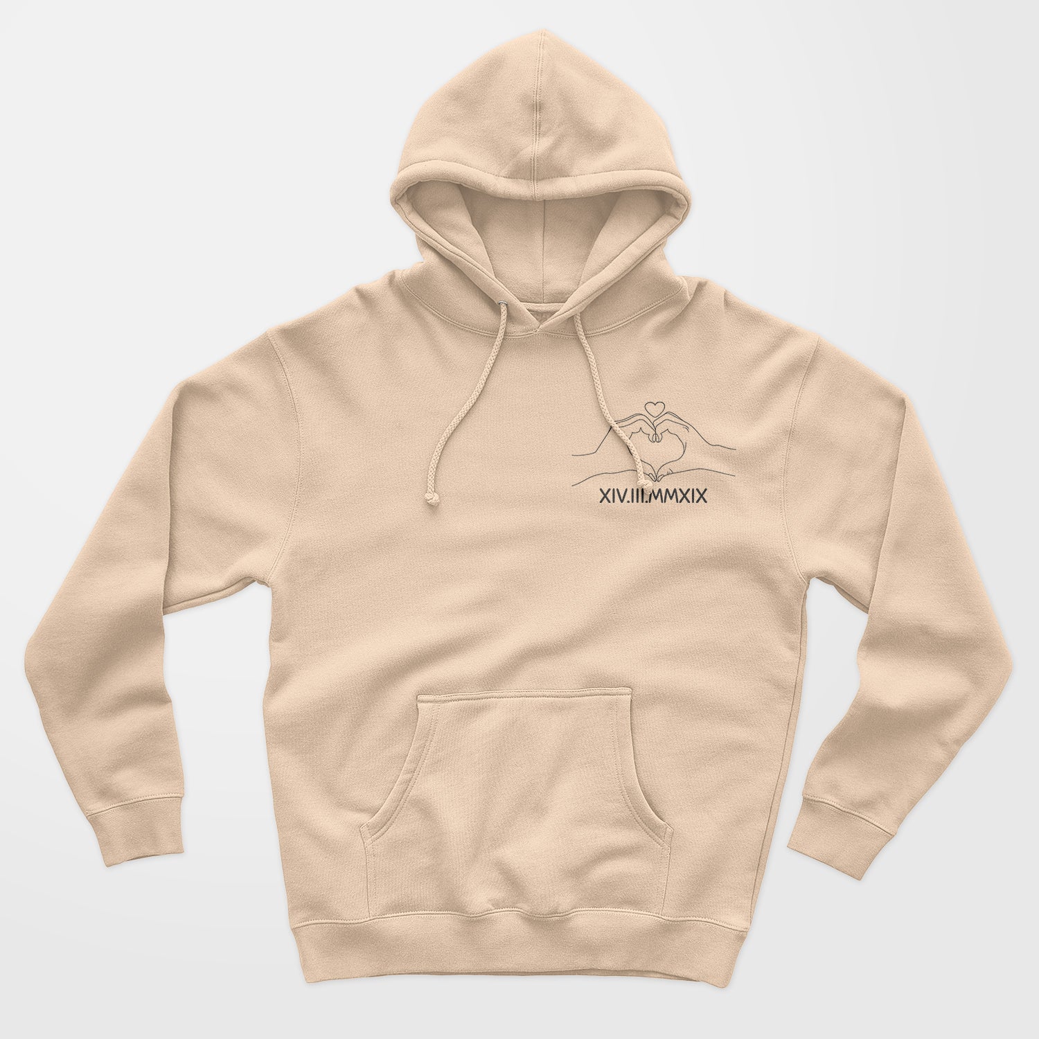 Personalized Hoodie Sweatshirt Line Art Fingers Roman Numbers