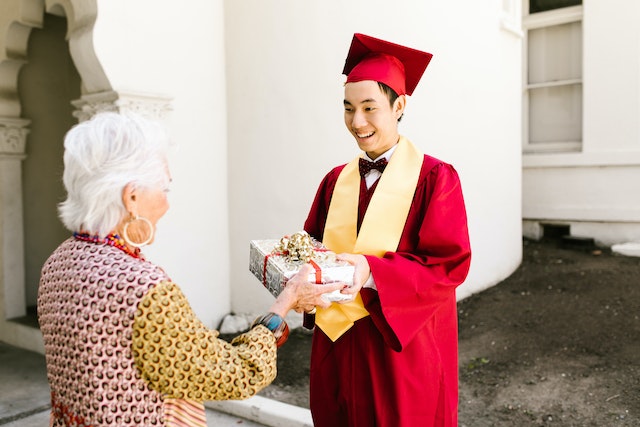 grandmother congratulates the graduate