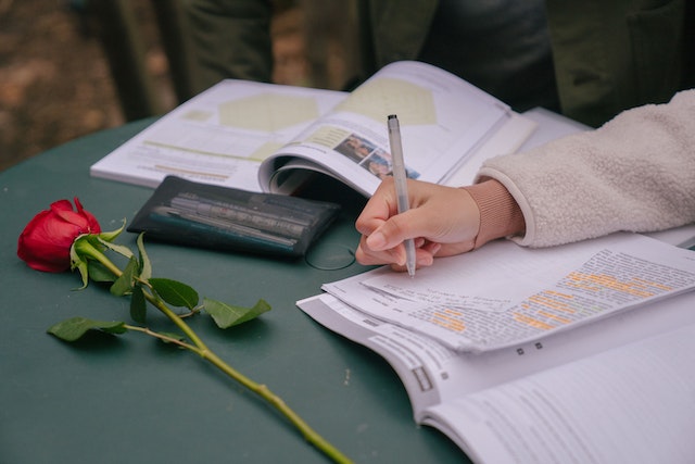 handwritten letter and rose