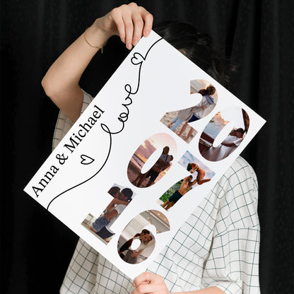 Personalized Photo Collage Poster With Names and Year