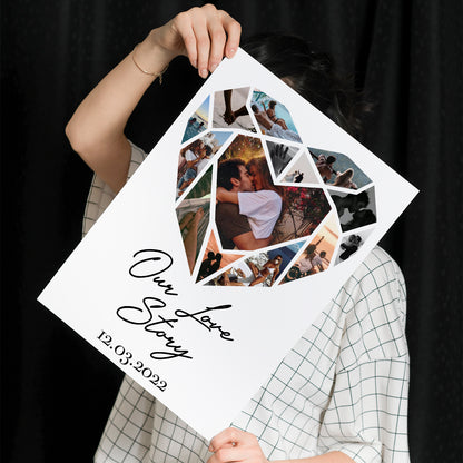Heart Shaped Photo Personalized Collage Poster