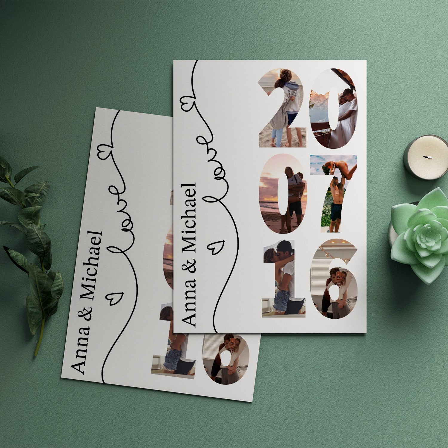 Personalized Photo Collage Poster With Names and Year