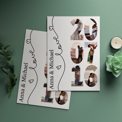 Personalized Photo Collage Poster With Names and Year