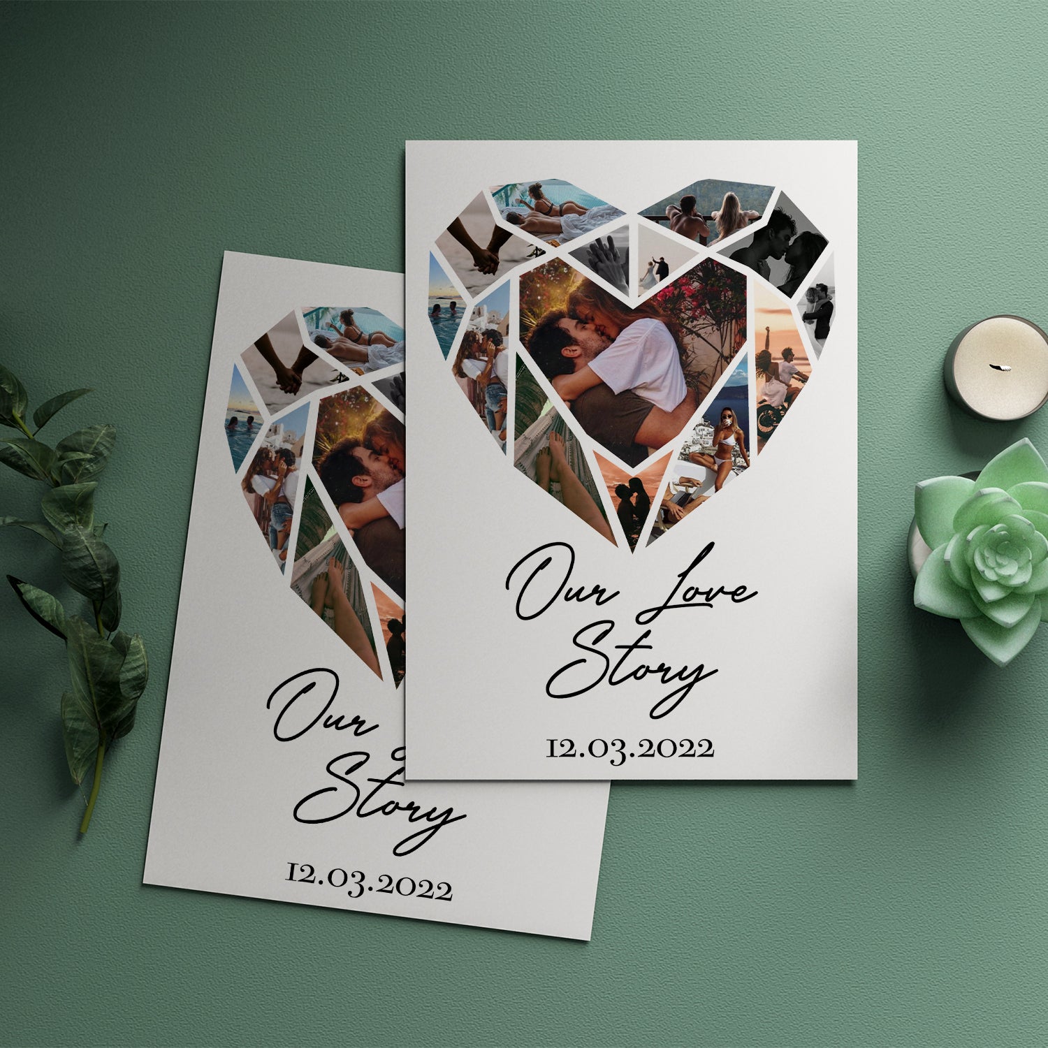 Heart Shaped Photo Personalized Collage Poster