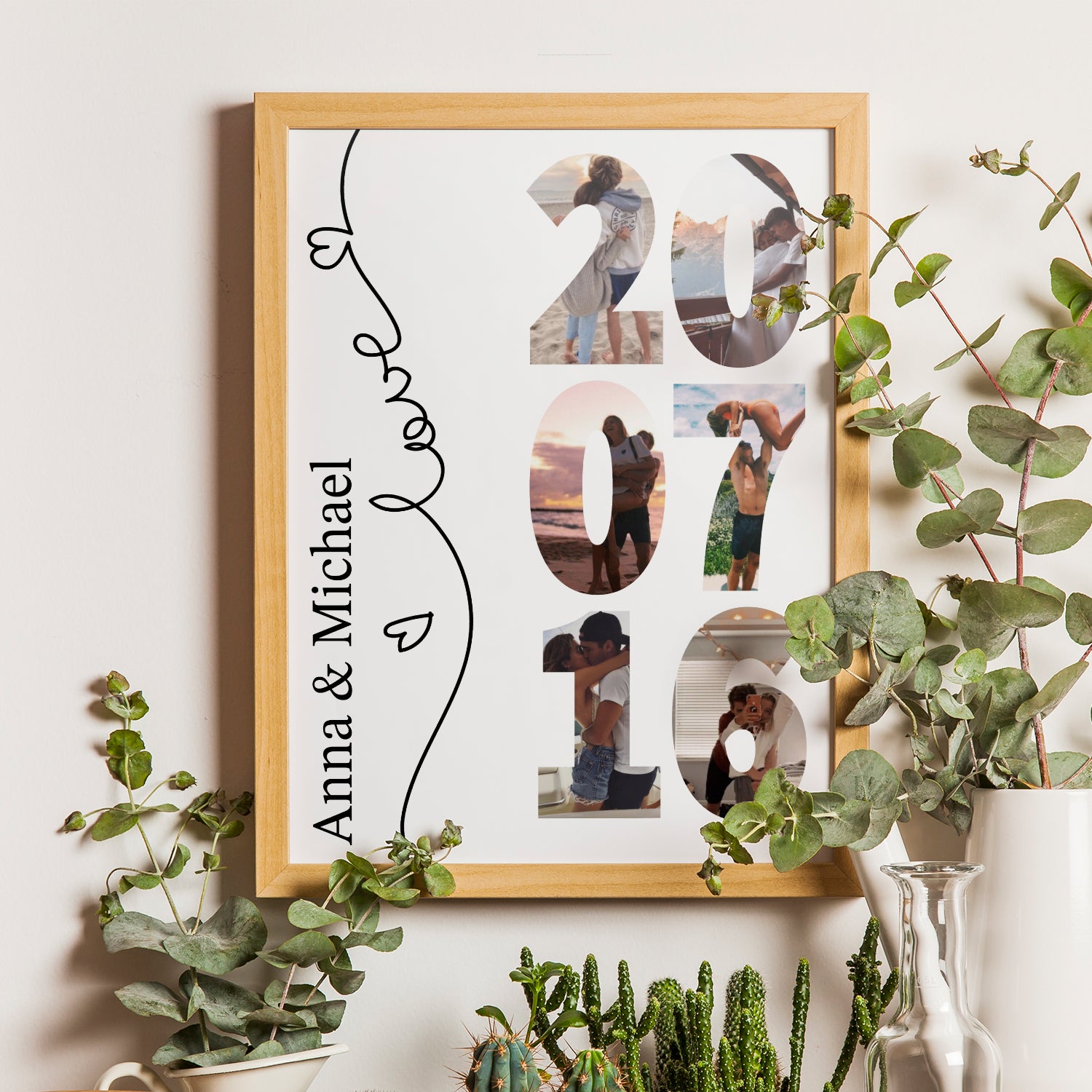Personalized Photo Collage Poster With Names and Year