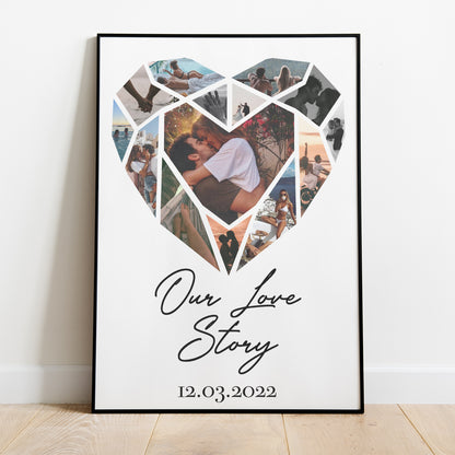 Heart Shaped Photo Personalized Collage Poster