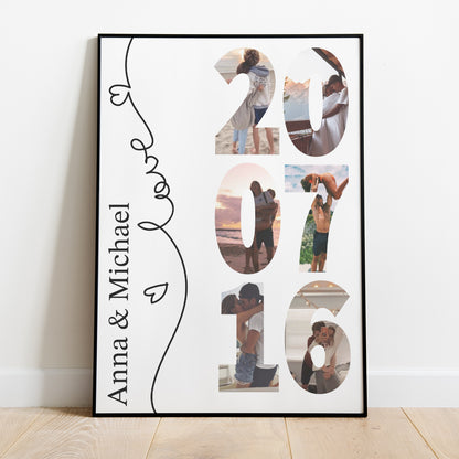 Personalized Photo Collage Poster With Names and Year