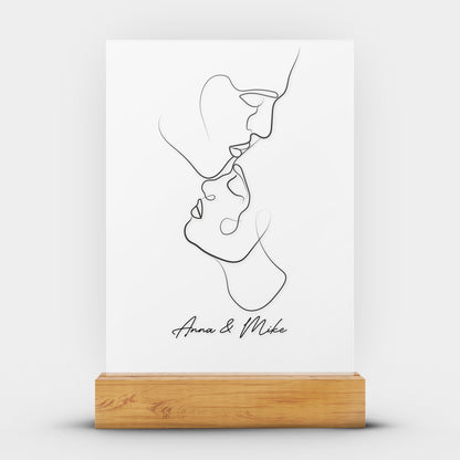 Personalized Transparent Plaque Line Art with Names