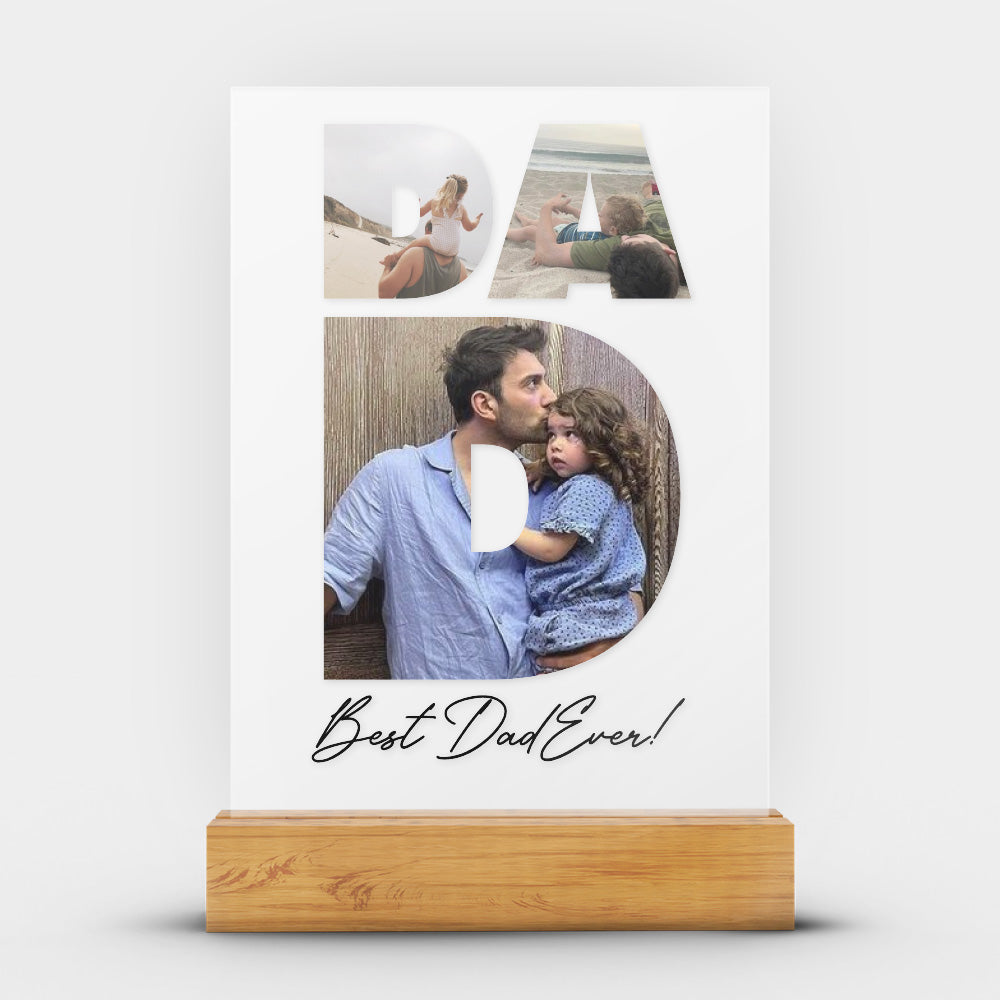 Personalized Transparent Plaque with Dad Photo Collage