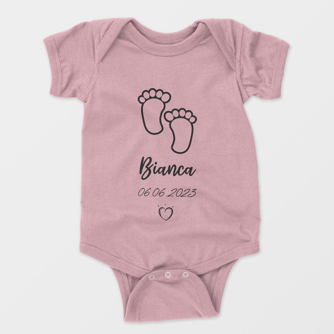 Personalized Bodysuit Onesie For Newborn Baby Feet With Name And Date