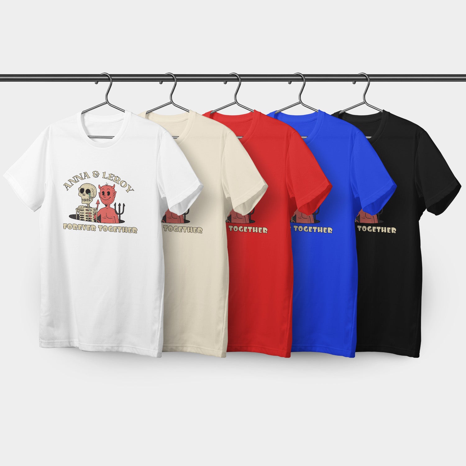 Personalized T-Shirt Forever For Couples Together Demon And Skeleton