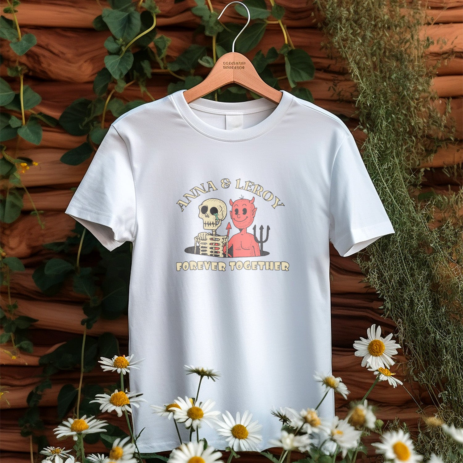 Personalized T-Shirt Forever For Couples Together Demon And Skeleton