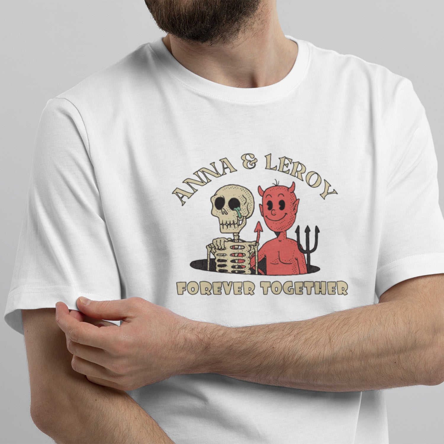 Personalized T-Shirt Forever For Couples Together Demon And Skeleton