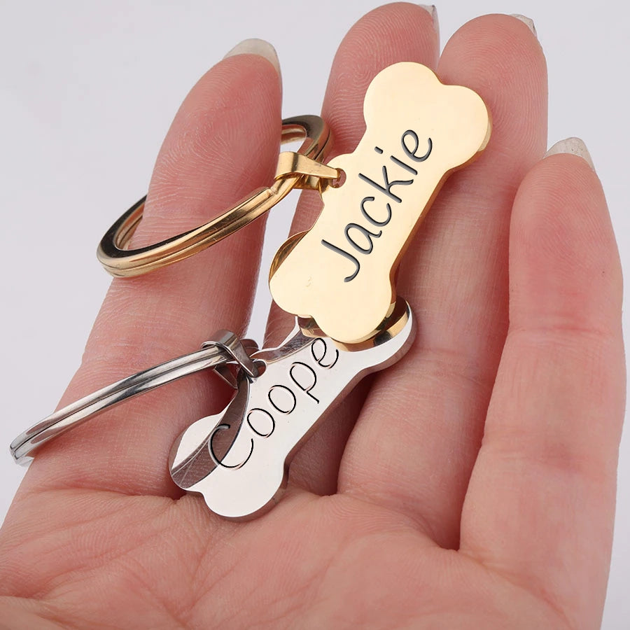 Personalized Engraved Dog Bone Keychain