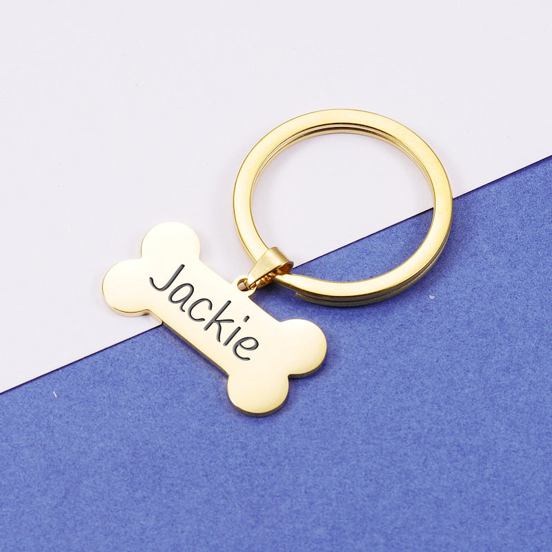 Personalized Engraved Dog Bone Keychain