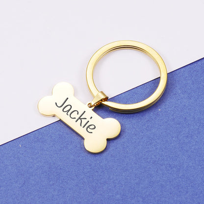 Personalized Engraved Dog Bone Keychain