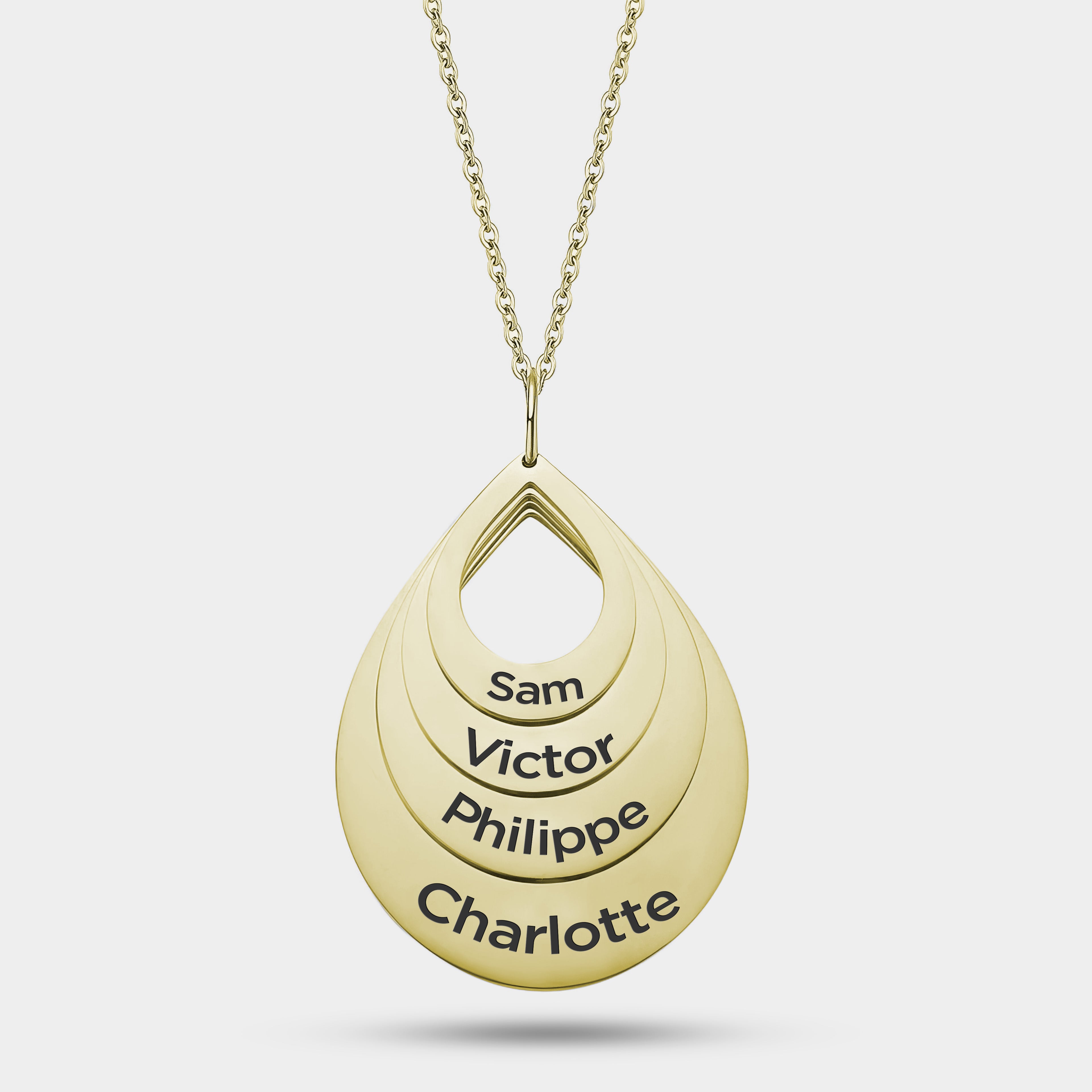 Personalized Droplet Family Necklace with Names