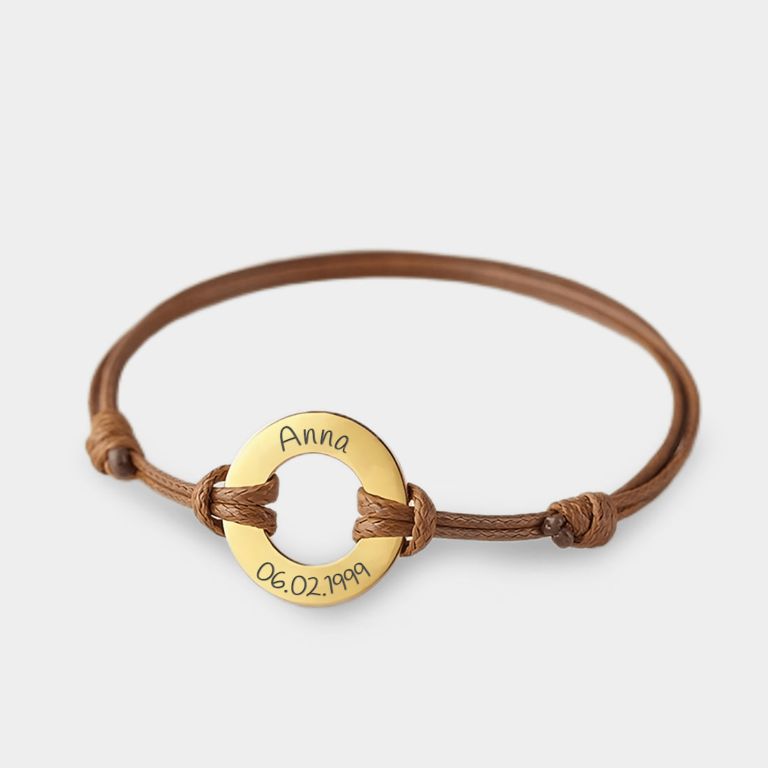 Personalized Leather Bracelet with Circle