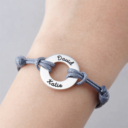 Personalized Leather Bracelet with Circle