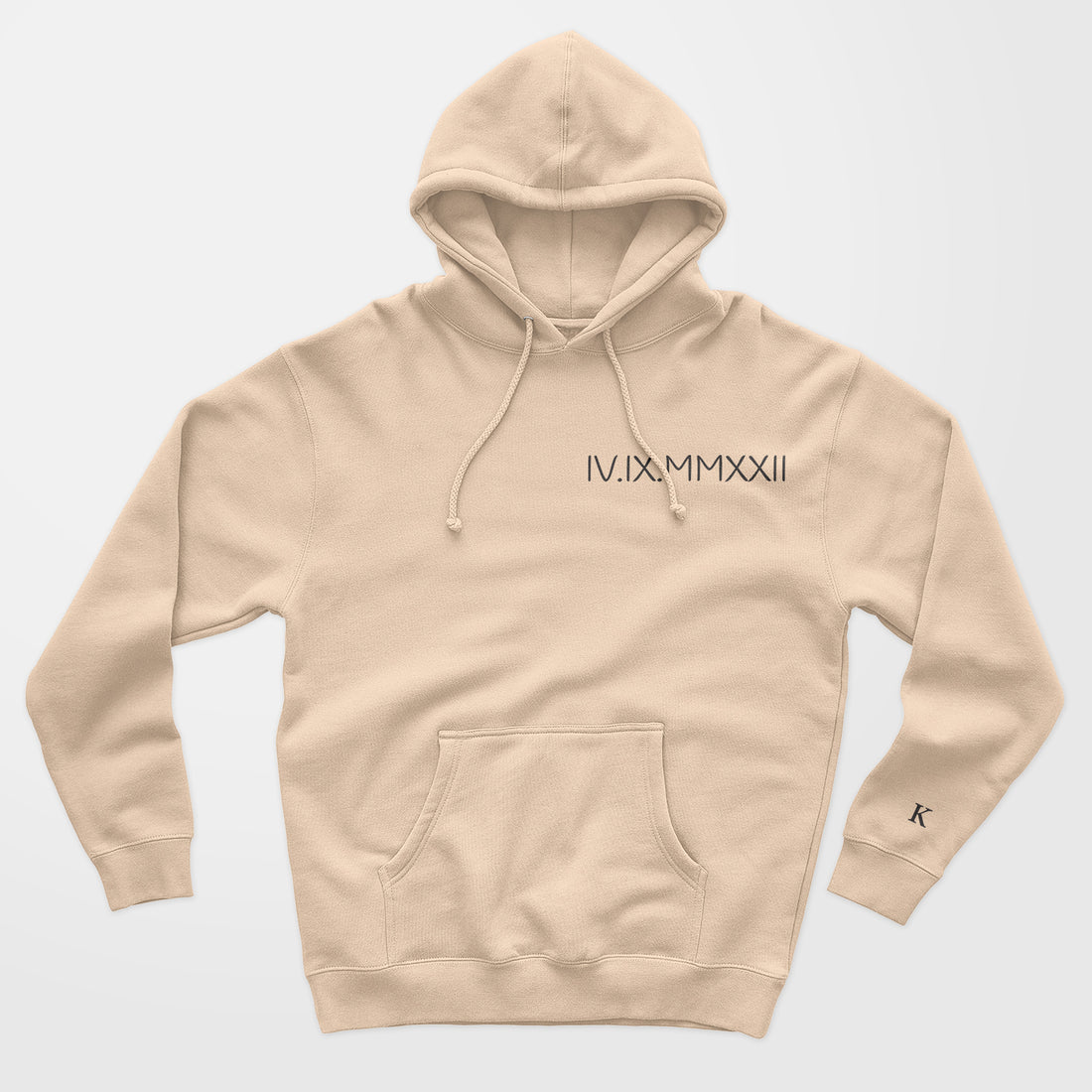 Personalized Hoodie Embroidered With Roman Numbers And Initial