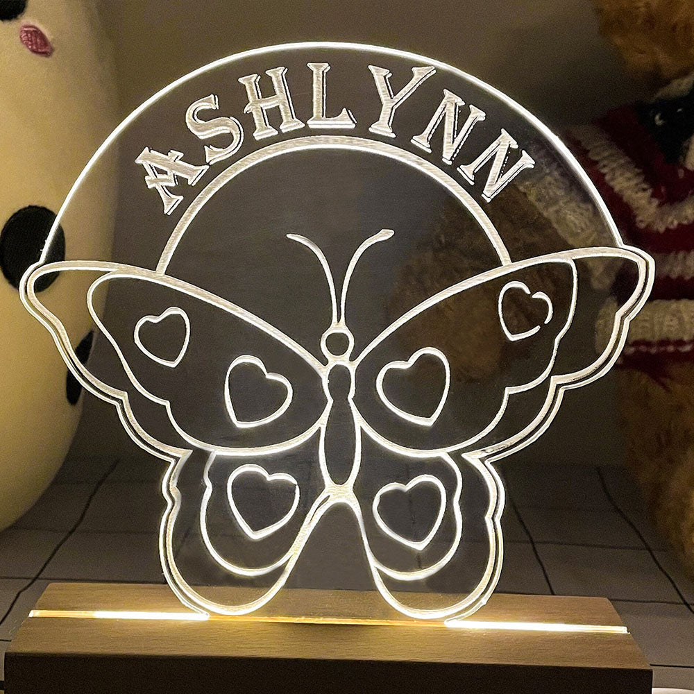 Personalized LED Butterfly Lamp Kids Night Light With Name