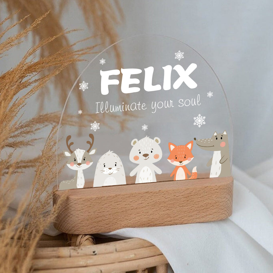 Personalized LED Animal Lamp Kids Night Light With Name And Message
