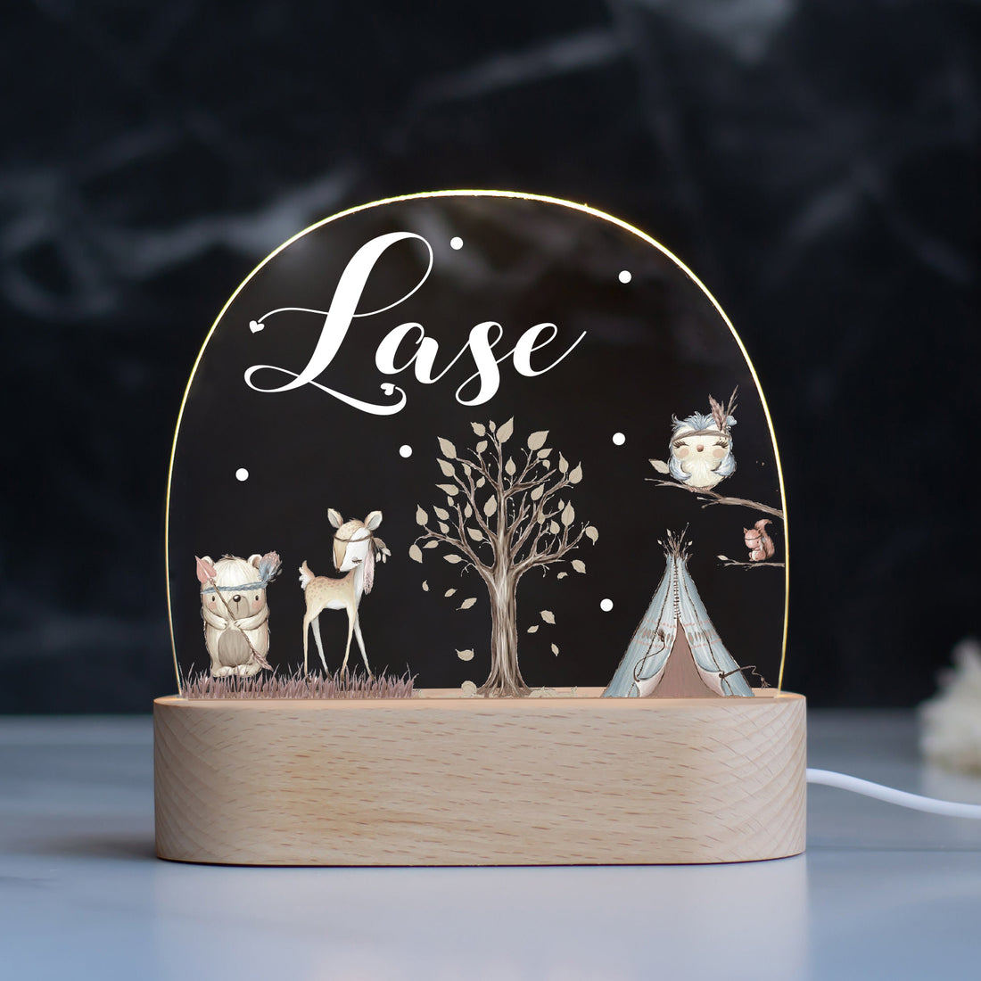 Personalized LED Nature Landscape Lamp Kids Night Light With Name