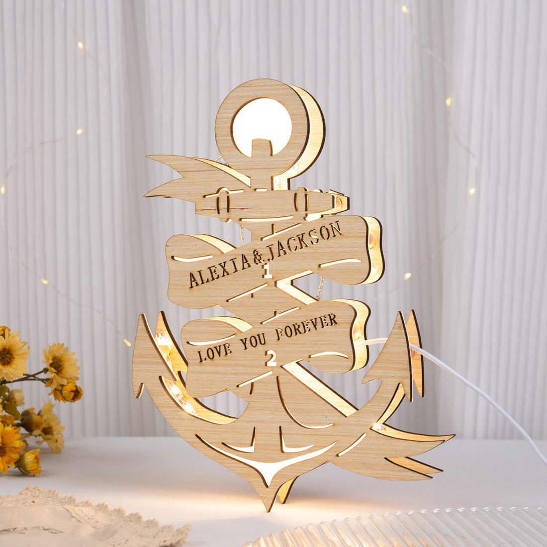Personalized LED Anchor Lamp Kids Night Light With Names And Note
