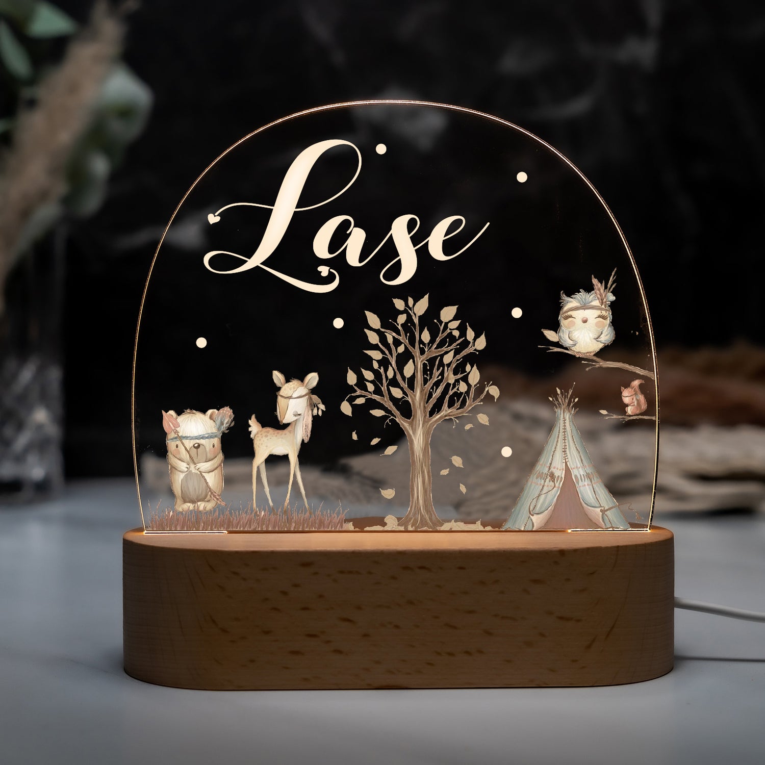 Personalized LED Nature Landscape Lamp Kids Night Light With Name