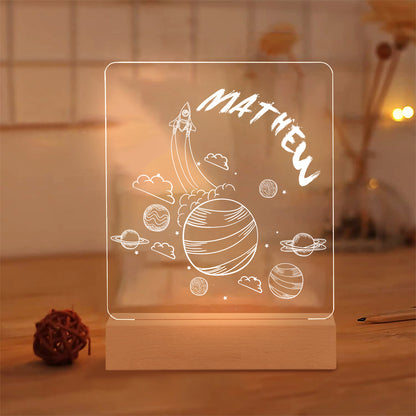 Personalized LED Space Lamp Kids Night Light With Name