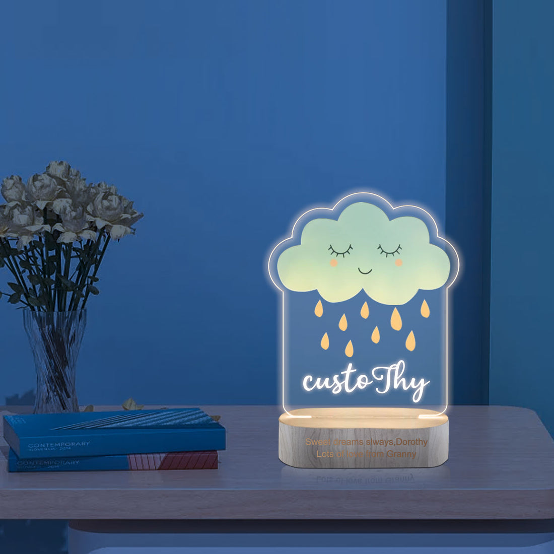 Personalized Night Light Lamp For Kids Cloud