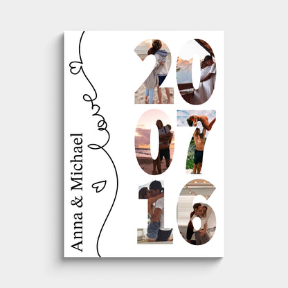 Personalized Photo Collage Poster With Names and Year