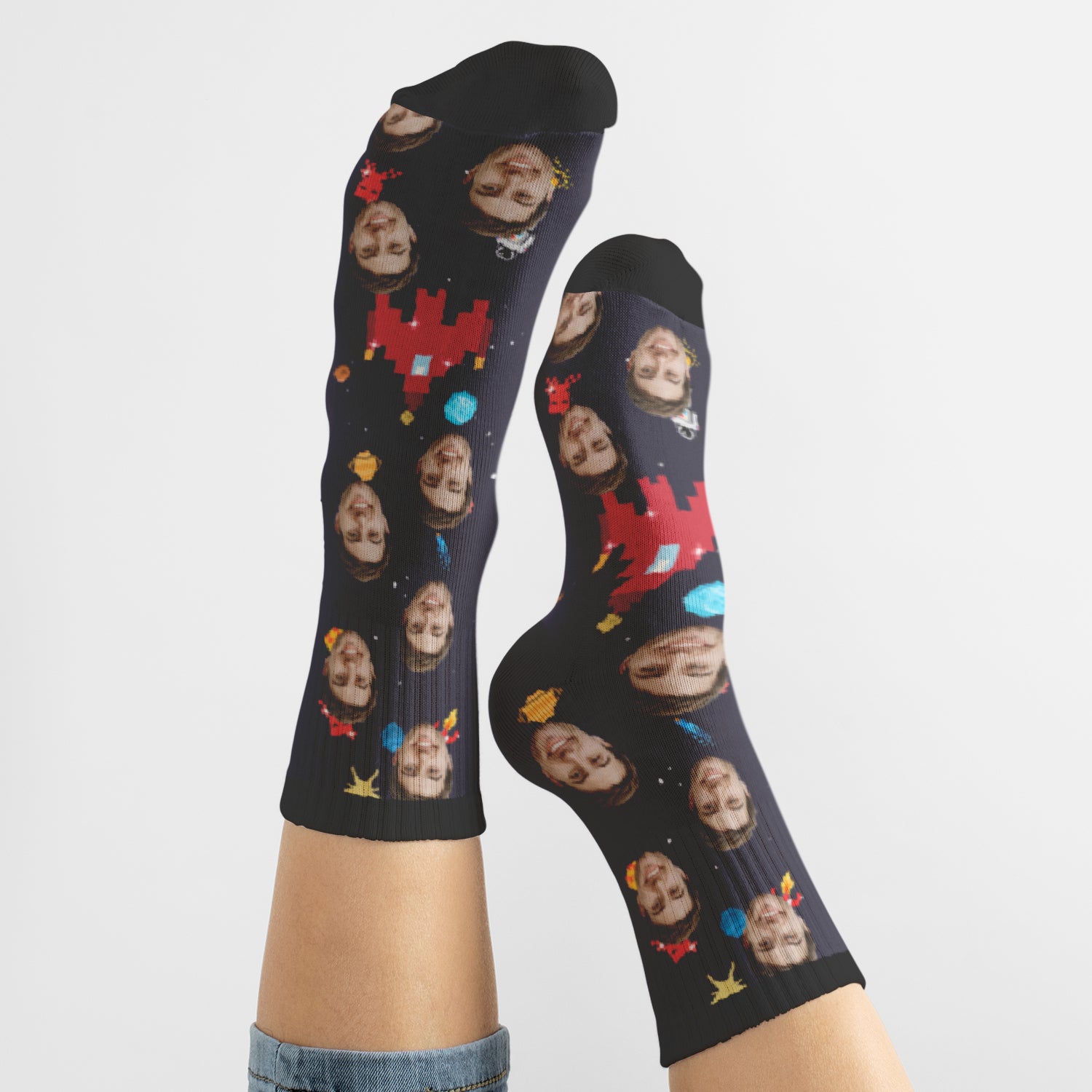 Personalized Space Retro Game Socks