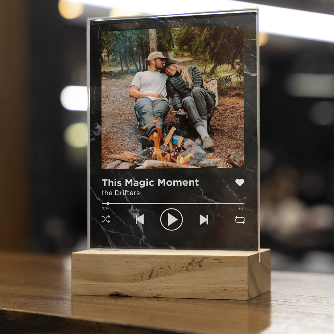 Personalized Transparent Spotify Plaque with Photo Marble Background