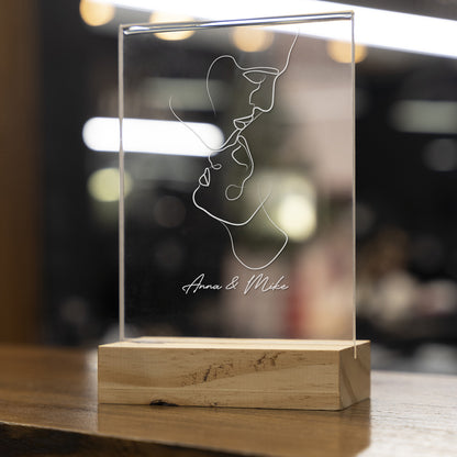 Personalized Transparent Plaque Line Art with Names