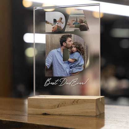 Personalized Transparent Plaque with Dad Photo Collage