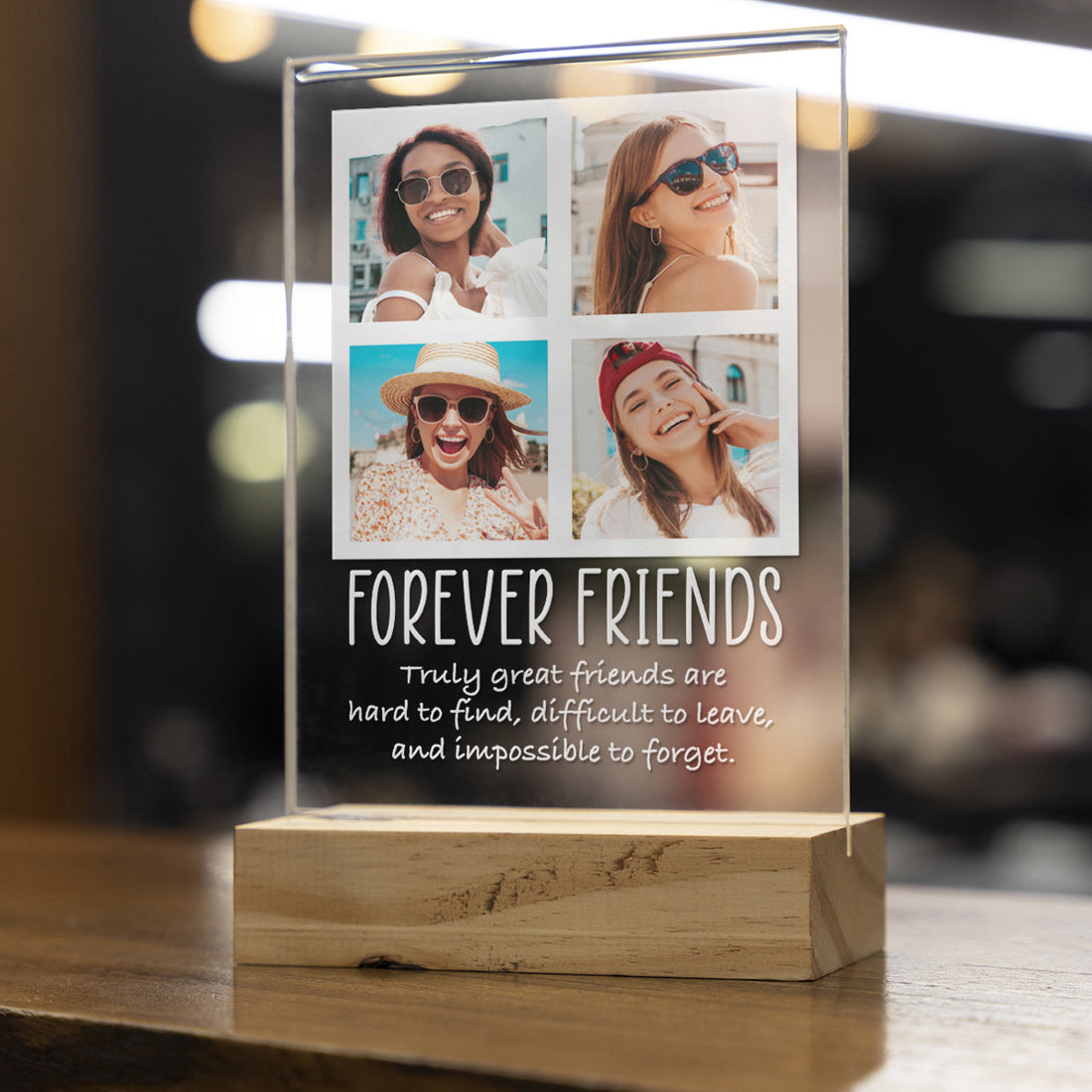 Personalized Transparent Plaque Friends Collage with Four Photos