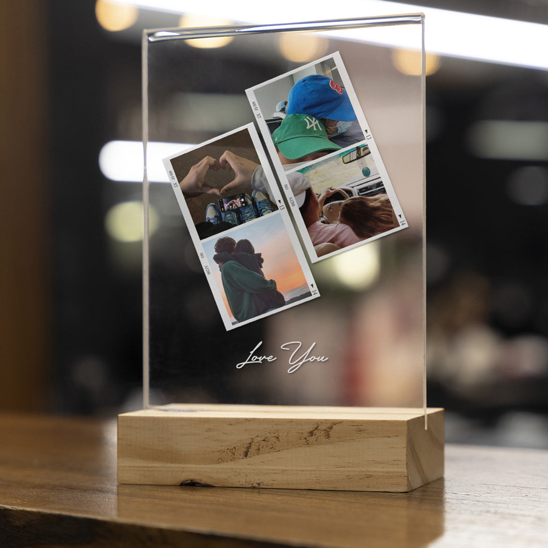 Personalized Transparent Plaque with Polaroid Photos and Message