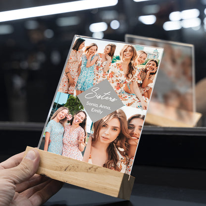Personalized Transparent Plaque with Four Photos Collage