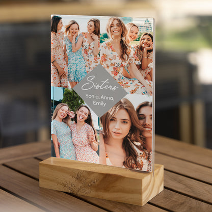 Personalized Transparent Plaque with Four Photos Collage
