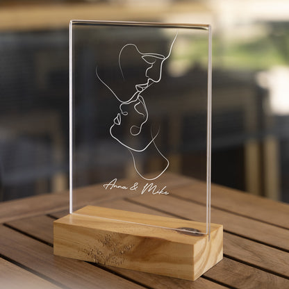 Personalized Transparent Plaque Line Art with Names