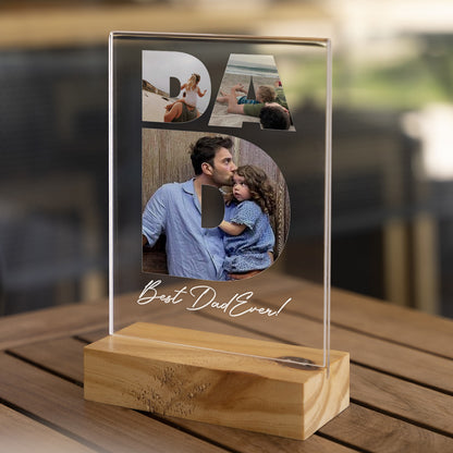 Personalized Transparent Plaque with Dad Photo Collage