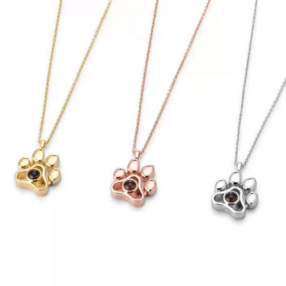 Personalized Pet Paw Necklace with Photo Projection
