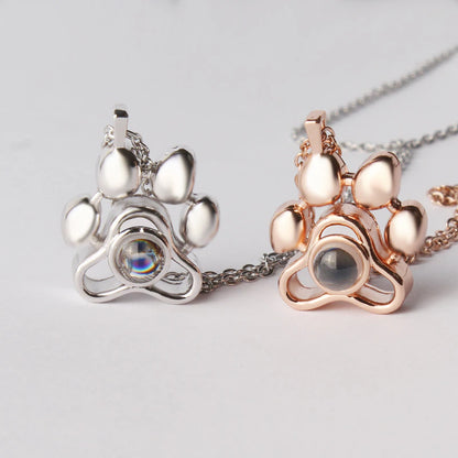 Personalized Pet Paw Necklace with Photo Projection