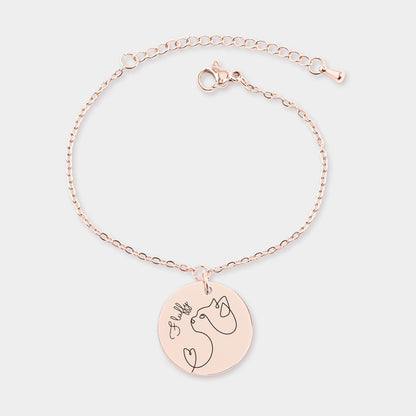 Personalized Line Art Bracelet Cat