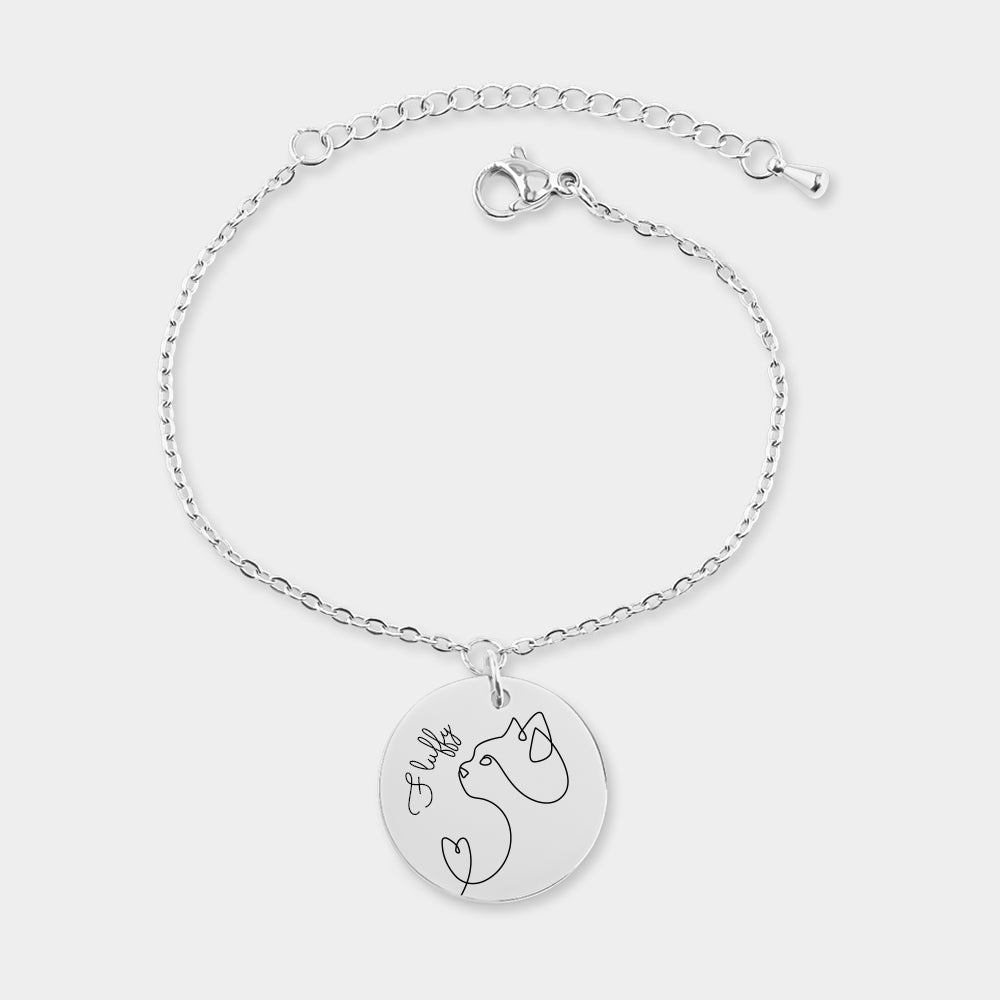 Personalized Line Art Bracelet Cat