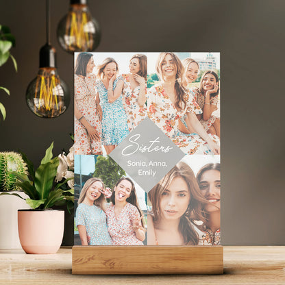 Personalized Transparent Plaque with Four Photos Collage