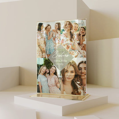 Personalized Transparent Plaque with Four Photos Collage