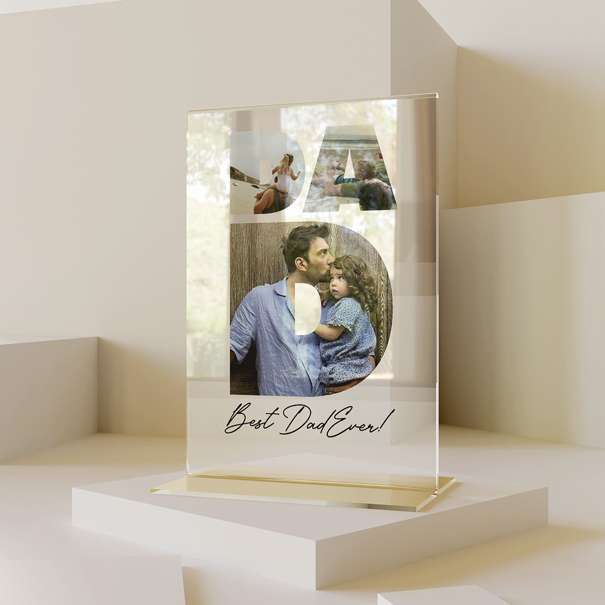 Personalized Transparent Plaque with Dad Photo Collage