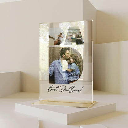 Personalized Transparent Plaque with Dad Photo Collage